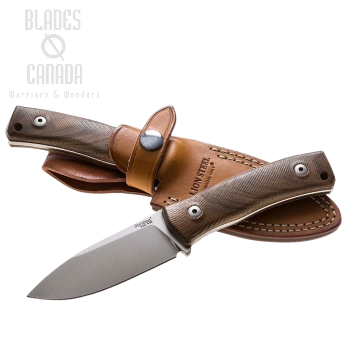 Lion Steel M4 WN Fixed Blade Knife, M390, Walnut Wood, Leather Sheath